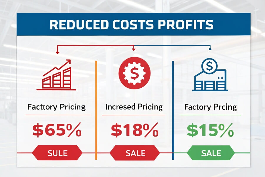 Factory Pricing: A Competitive Advantage Graph showing reduced costs and increased profits with factory pricing