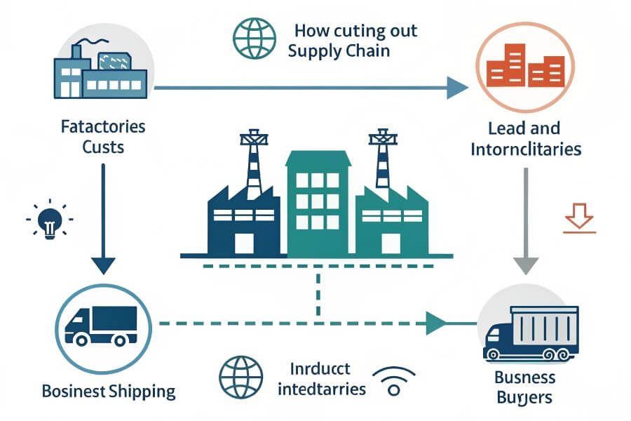 The Power of Direct Pricing for Businesses Illustration showing the supply chain process with intermediaries removed